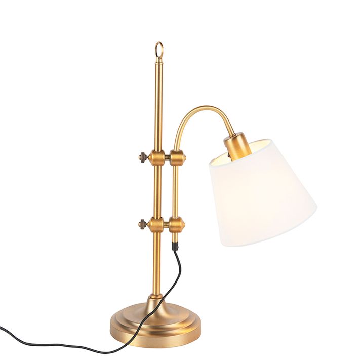 Klasická stolní lampa bronzová s bílým stínítkem - Ashley