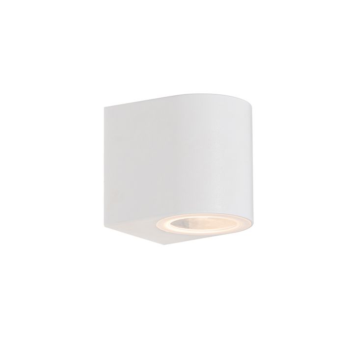Candeeiro de parede exterior moderno branco em plástico oval - Baleno