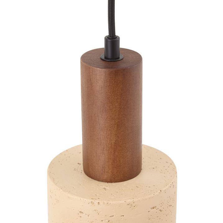 Japandi hanglamp walnoot hout met beige kap 5-lichts - Henge
