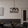 Design hanglamp zwart met smoke glas rond 6-lichts - Mochan