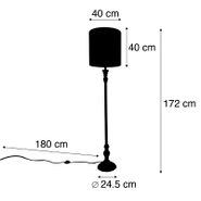 Lampadaire-noir-avec-abat-jour-paon-rouge-40-cm---Classico