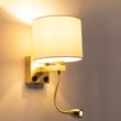 Goldene-Wandleuchte-USB-mit-weissem-Schirm---Brescia-Combi