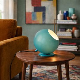 Retro tafellamp blauw met glas - Mabel