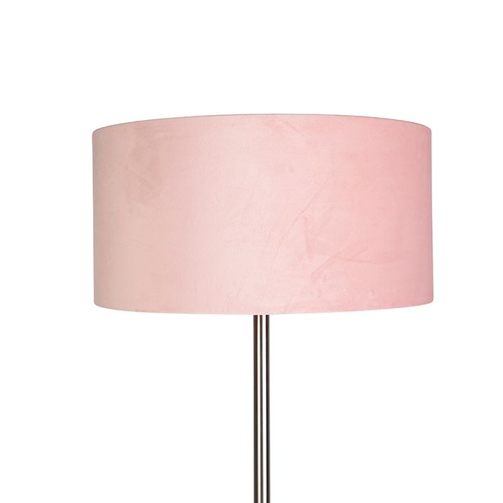 Golvlampa stål med rosa skärm 50 cm - Simplo