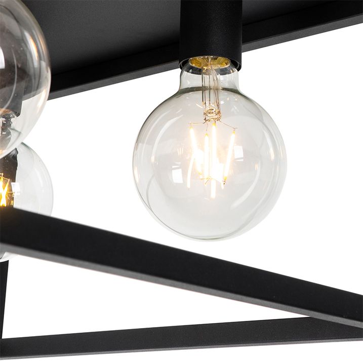 Plafoniera industriale nera 40 cm 4 luci - Cage