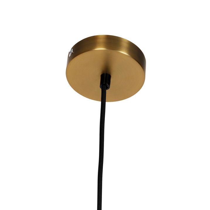 Yaprak Desenli ve Bej Renkli Çift Kadife Başlıklı Modern Bronz Sarkıt Lamba - Combi 1