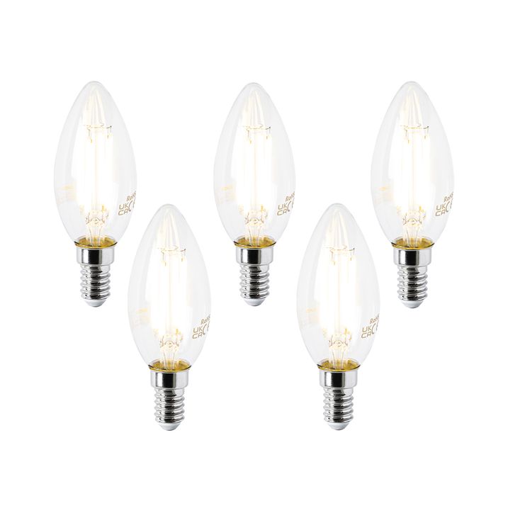 Komplet 5 LED žarnic E14 B35 prozorna 2,2 W 470 lm 2700 K
