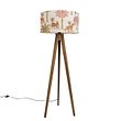 Drvena-podna-lampa-sa-višebojnim-abažurom-sa-životinjskim-printom-50-cm---Tripod-Classic