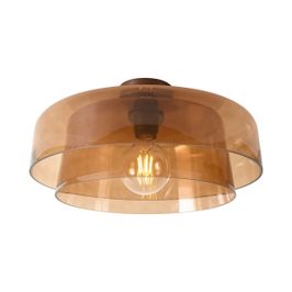 Bloom Retro Ceiling Lamp with Double Amber Glass in Brown