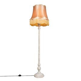 Candeeiro de pé Cinzento com Abajur Granny Dourado - Classico