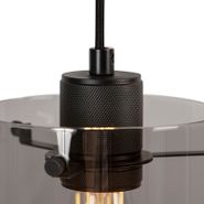 Lampă-pendantă-de-design-neagră-cu-sticlă-fumurie-3-lumini---Dome