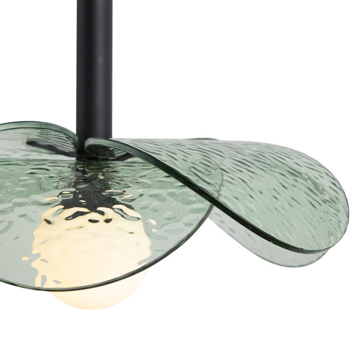 Design hanglamp zwart met groen glas - Kemner