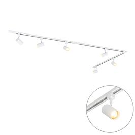 Sistema de iluminación de riel moderno con 6 focos blancos monofásicos 300cm - Iconic Jeana