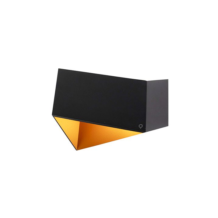 Design-seinävalaisin musta kullalla - Fold