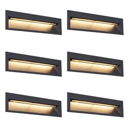 6 modernin upotetun seinävalon sarja musta 28cm sis. LED IP65 - Mert