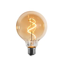Bombilla LED E27 regulable filamento en espiral G95 Oro 4W 270 lm 2100K