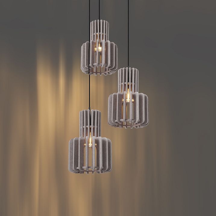 Suspension rétro noire avec 3 lumières taupe - Felt