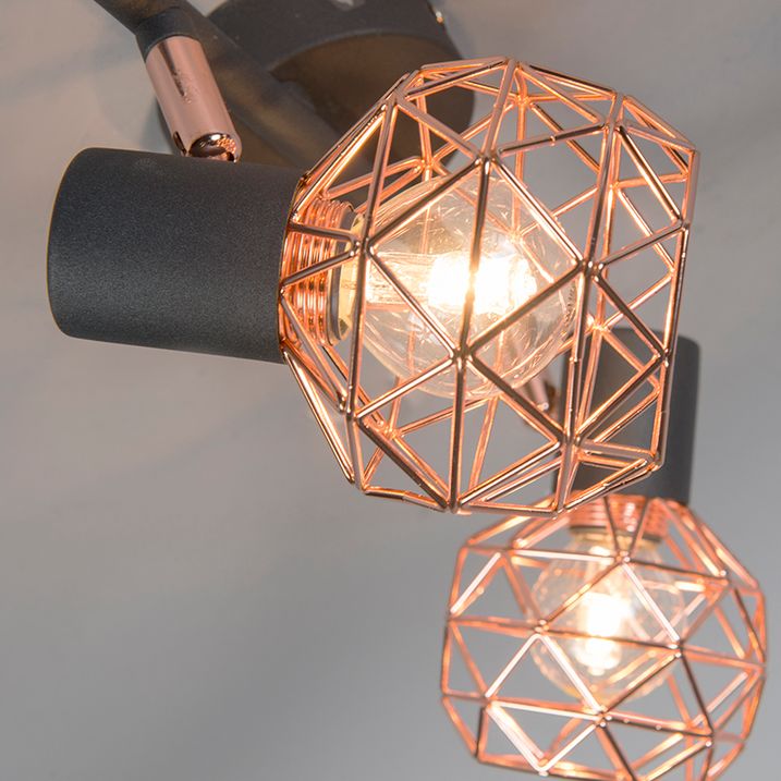 Moderno reflektorsko svjetlo crno s bakrom 2-svjetla - Mesh