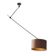 Hanglamp-zwart-met-velours-kap-krokodil-dessin-35cm---Blitz