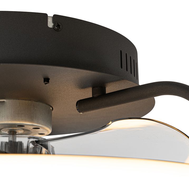Stropní ventilátor černý 46,5 cm vč. LED s dálkovým ovládáním - Kees