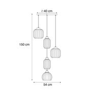 Lampă-suspendată-de-design-neagră-cu-sticlă-fumurie-5-lumini---Ana