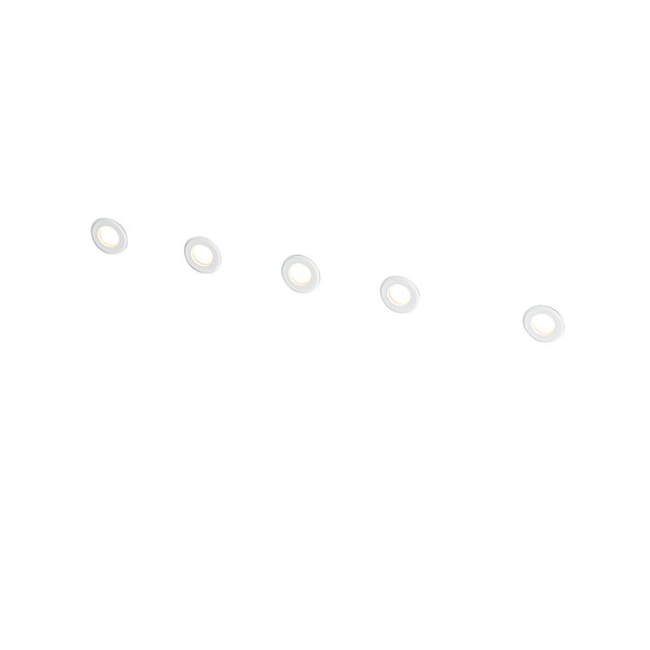 Ensemble de 5 spots encastrables modernes blancs avec LED IP67 - Linsey
