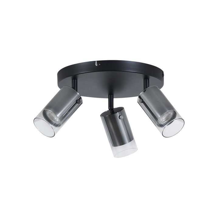 Deckenstrahler Gunmetal Rund 3-flammig drehbar und verstellbar - Drain