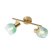 Spot-art-deco-złoty-z-zielonym-szkłem-2-źródła-światła---Vidro