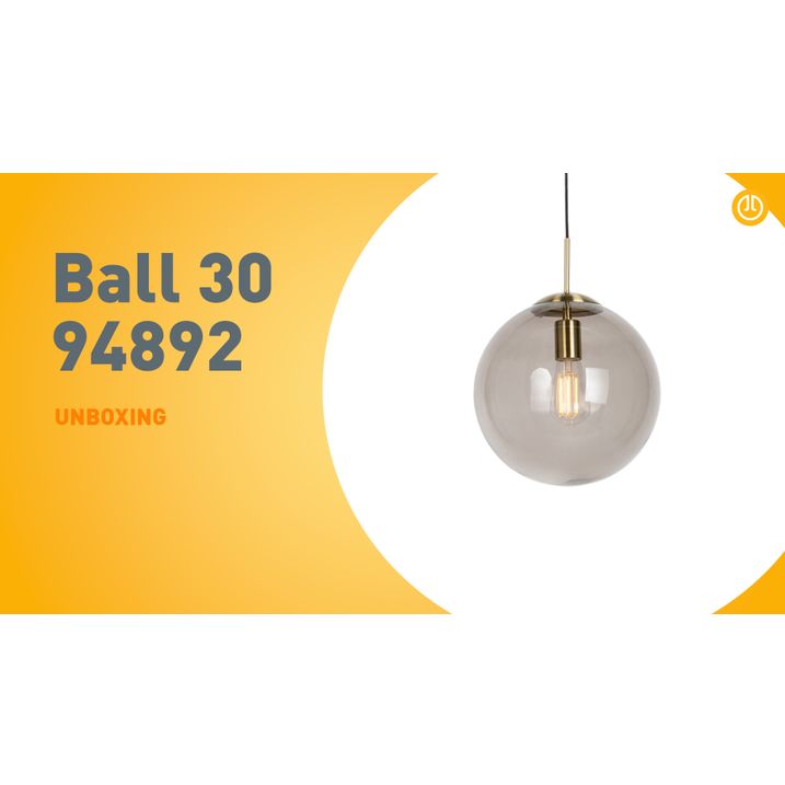 Moderne hanglamp messing met smoke glas 30 cm - Ball