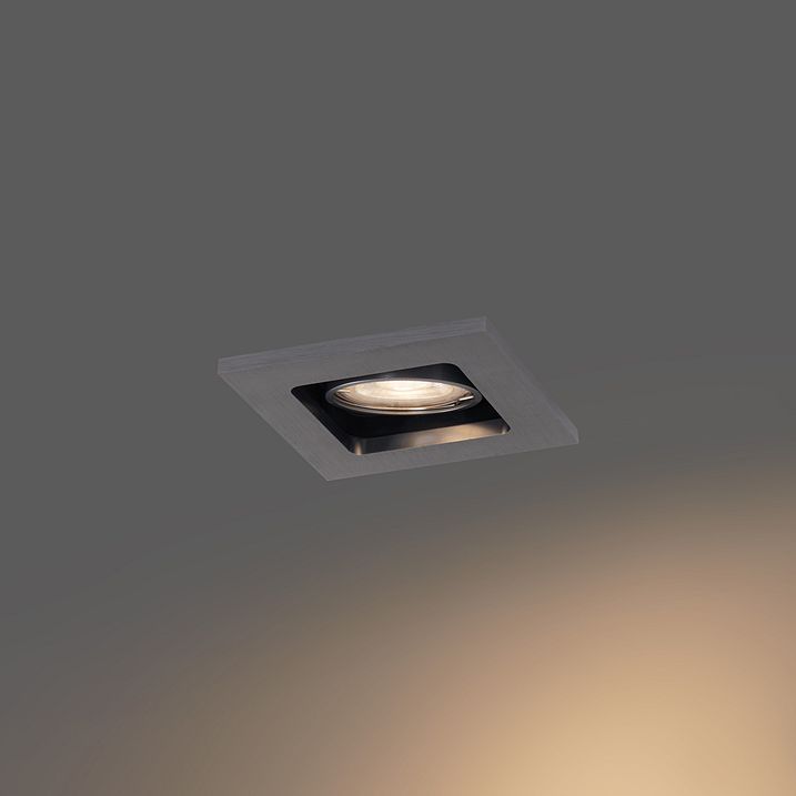 6'lı Set Modern Gömme Spot Lamba Metalik Gri GU10 50mm Yuvarlak Eğilebilir - Qure
