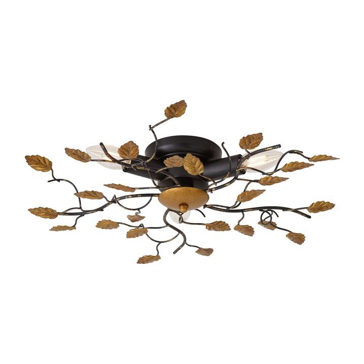 Vintage Ceiling Light Black with Gold 50 cm 3-Light - Foglie