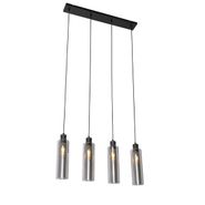 Moderna-viseća-lampa-crna-sa-dimnim-staklom-4-svetla---Stavelot