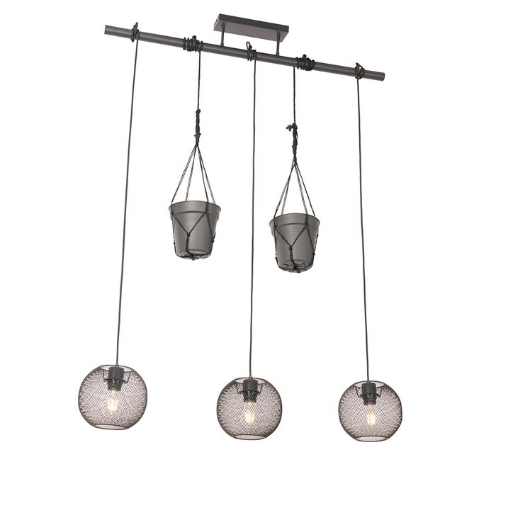 Industriële hanglamp zwart 3-lichts - Flor