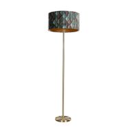 Lampadaire-en-laiton-avec-abat-jour-en-velours,-motif-feuilles-et-intérieur-doré-50/50/25---Simplo