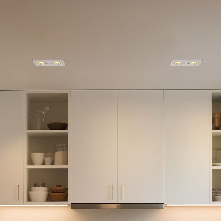 Rounded Recessed Spotlight White GU10 50mm Rotatable and Tiltable IP44 2-Lights - Alberto