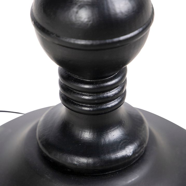 Candeeiro de pé preto com abajur em veludo azul-petróleo dourado 50 cm - Classico