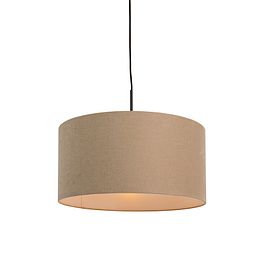 Lámpara colgante rústica negra con pantalla beige 50cm - Combi