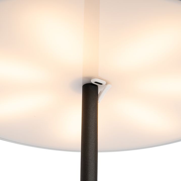 Venkovní stojací lampa černá dobíjecí 3-stupňový stmívač - Keira