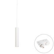 Lampă-suspendată-de-design-albă,-inclusiv-adaptor-pentru-șină-trifazată---Tuba-Mică-Trifazată