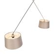 Stahl-Pendelleuchte-mit-taupefarbenen-Leinen-Schirmen-35-cm-2-Licht---Blitz