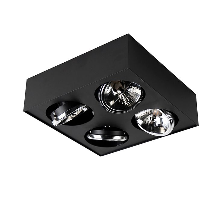 Spot design noir carré 4 lumières - Kaya