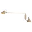 Moderne-wandlamp-taupe-met-goudkleurige-binnenkant-verstelbaar-2-lichts---Lune