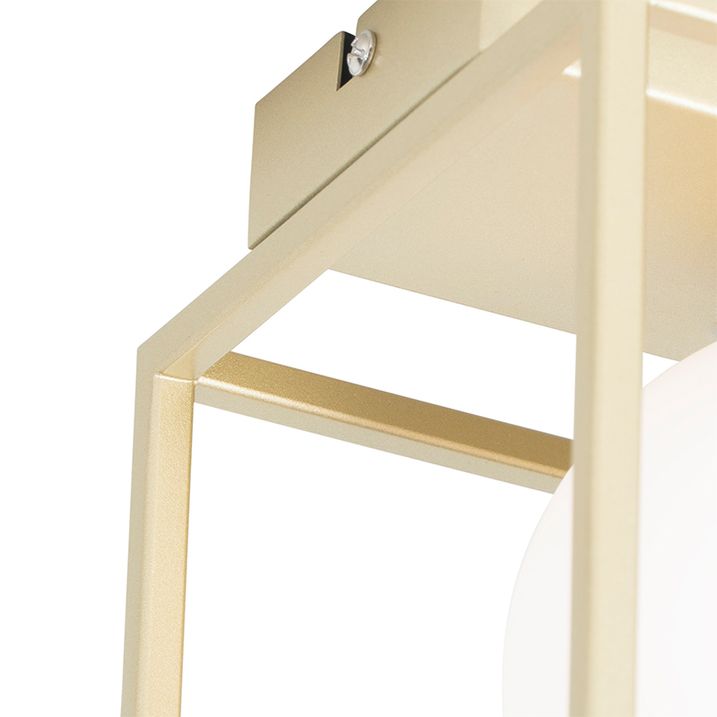 Design taklampe gull med hvitt glass 2-lys - Aniek