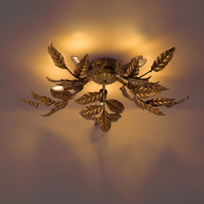 Vintaž plafonska lampa antikni zlatni 5 svetala - Linden