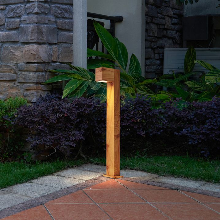 Aussenleuchte Aluminium mit Holzaufdruck mit Erdspieß und Kabelverschraubung 65cm IP44 - Baleno