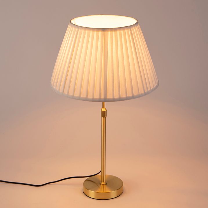 Lámpara de mesa dorada/bronce con pantalla plisada crema 35 cm - Parte