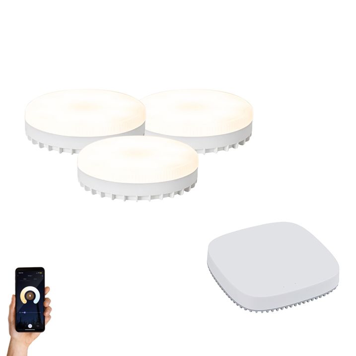 Zigbee Akıllı Hub dahil 3'lü Akıllı GX53 Kısılabilir LED Ampul Seti 9W 806LM 2700K-6500K