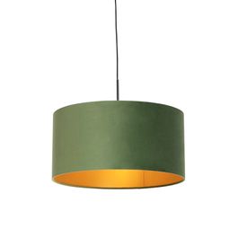 Hengende lampe med fløyelslampeskjerm grønn med gull 50 cm - Combi