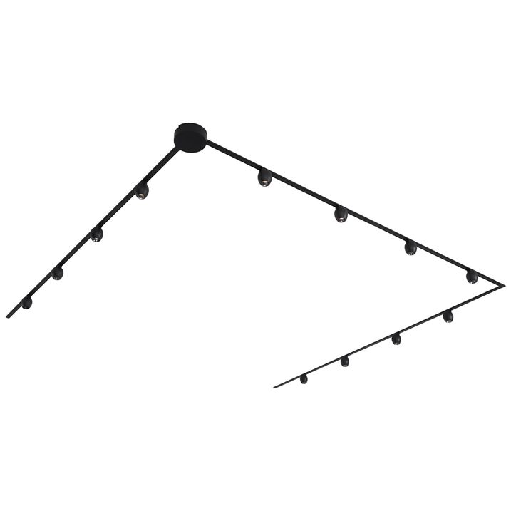 Modernes Schienensystem mit 12 schwarzen Strahlern 1-phasig - Magnetic Zagaye