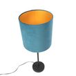 Stolná-lampa-čierna-s-modrým-zamatovým-tienidlom-so-zlatom-25-cm---Parte